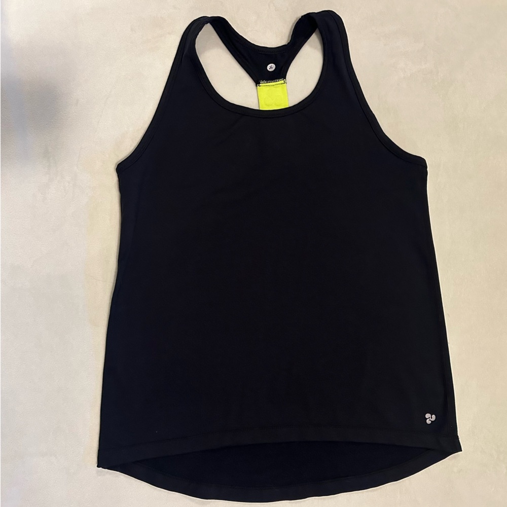 Triple Flip Black w Neon Yellow Detail Tank Top Activewear Girls 4 (12)